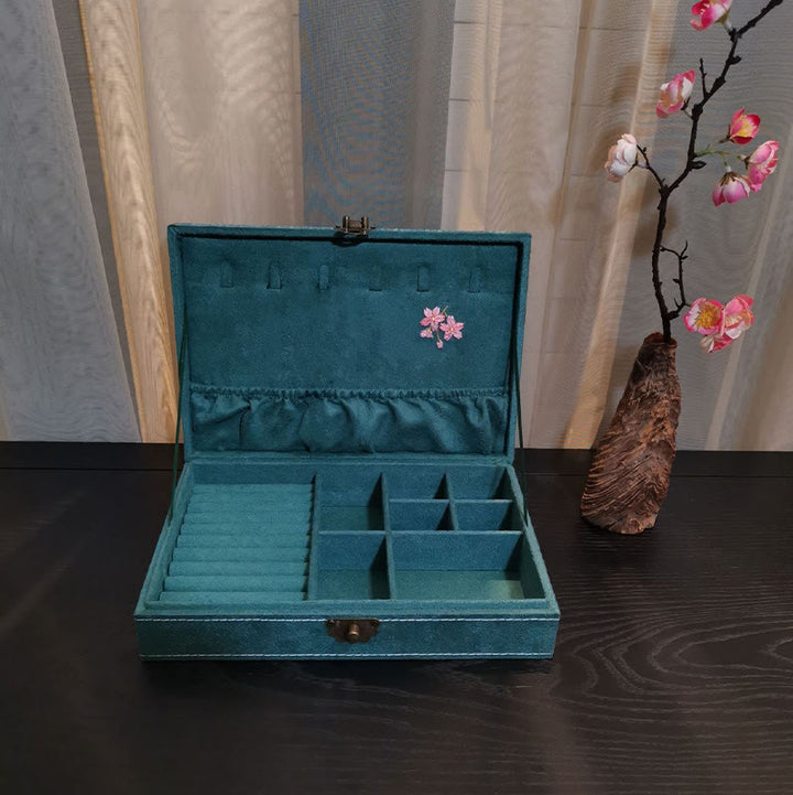 Buddha Stones Flowers Dragonfly Jewelry Box Organizer Single Layer Jewelry Storage Box Flannel Box