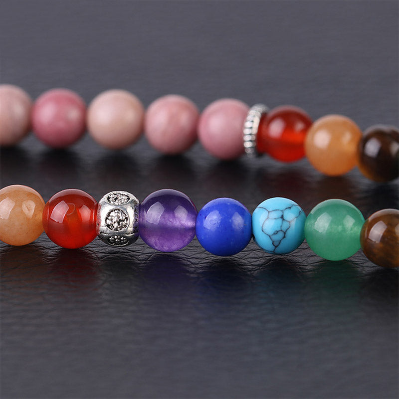 Buddha Stones 108 Mala Beads Rhodonite Blue Crystal Lazulite Healing Bracelet