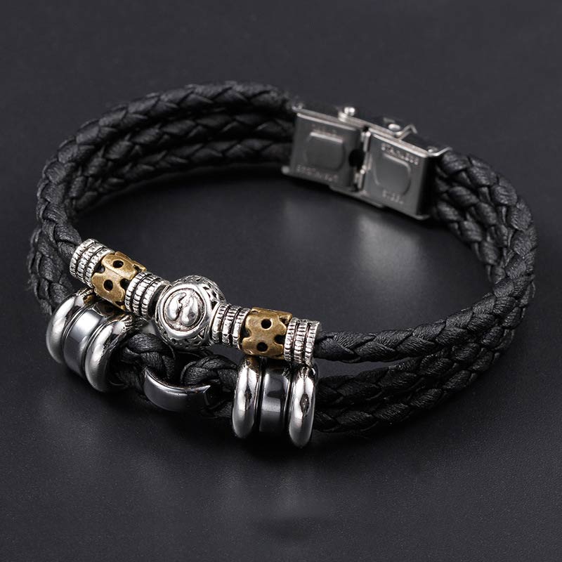 Buddha Stones 12 Constellations of the Zodiac Hematite Protection Bracelet