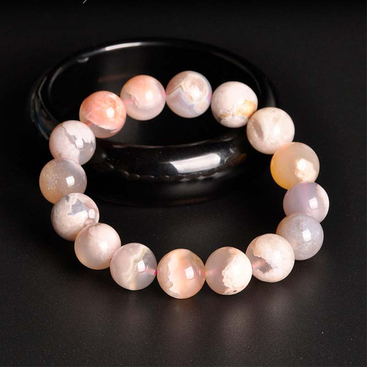 Buddha Stones Sakura Agate Peace Blessing Bracelet