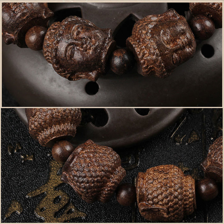 Buddha Stones Agarwood Buddha Carved Calm Bracelet