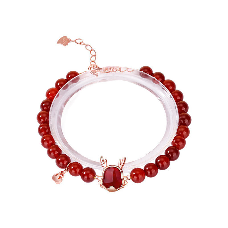 ❗❗❗A Flash Sale- Buddha Stones 925 Sterling Silver Year Of The Dragon Natural Red Agate Attract Fortune Dragon Luck Chain Bracelet