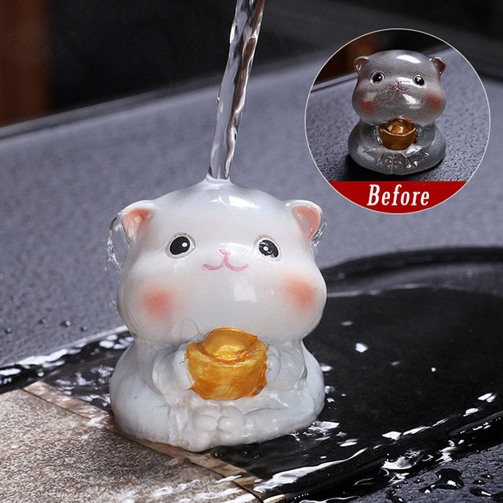 Buddha Stones Color Changing Cute Mini Cat Resin Tea Pet Wealth Home Figurine Decoration