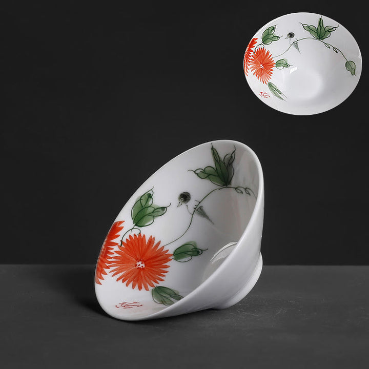 Buddha Stones Vintage Plum Orchid Bamboo Chrysanthemum Lotus Koi Fish Ceramic Teacup Kung Fu Tea Cups