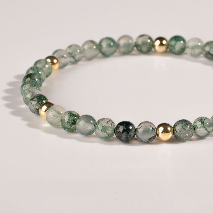 Buddha Stones Moss Agate Lucky Balance Bracelet