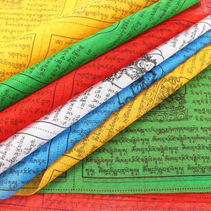 Tibetan 5 Colors Windhorse Auspicious Outdoor 25 Pcs Prayer Flag