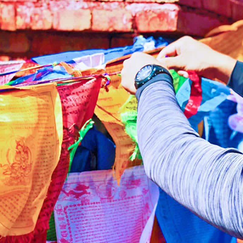 Tibetan 5 Colors Silk Windhorse Auspicious Outdoor 25 Pcs Prayer Flag