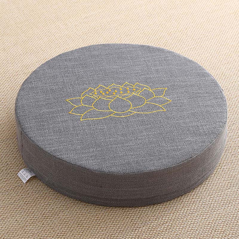 Lotus Embroidery Cotton Linen Meditation Seat Cushion