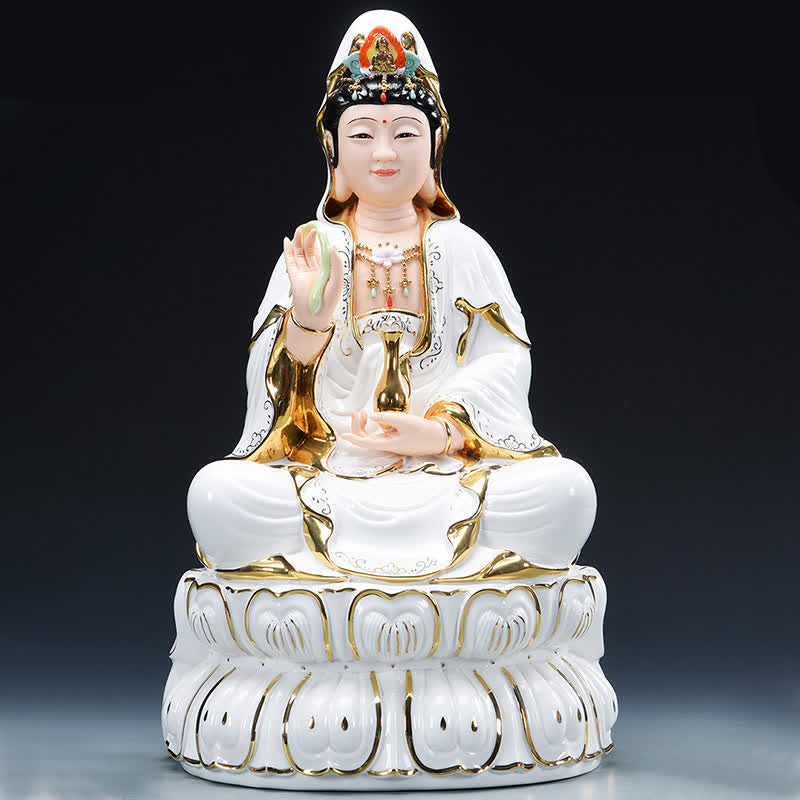 Chenrezig Bodhisattva Avalokitesvara Success Ceramic Statue Home Decoration