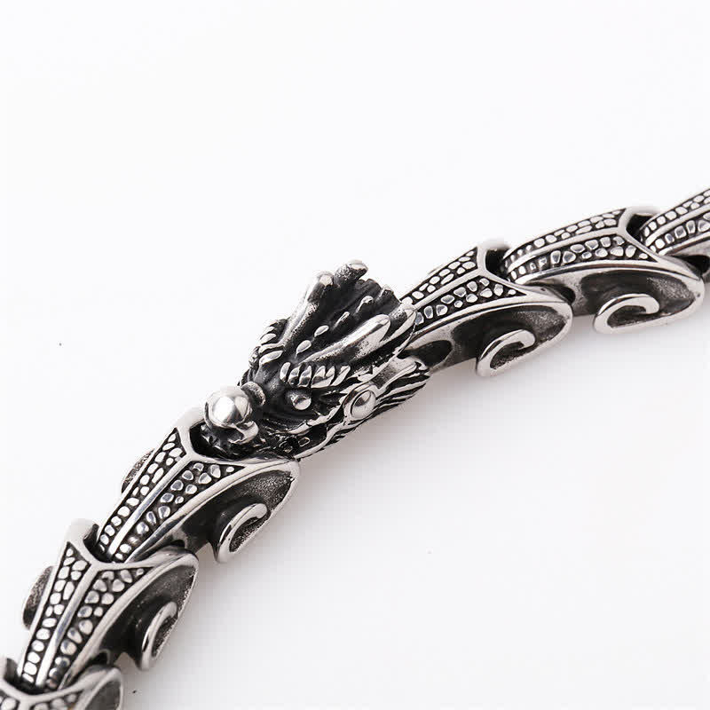 Buddha Stones Dragon Pattern Titanium Steel Protection Necklace Pendant Bracelet