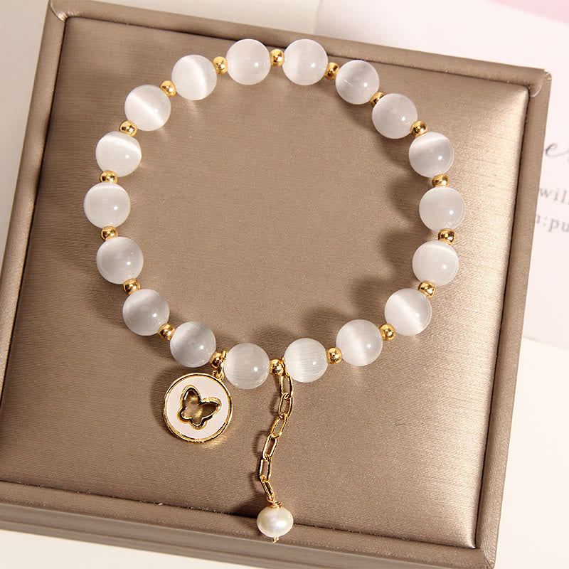 Buddha Stones Cat's Eye Butterfly Charm Love Bracelet