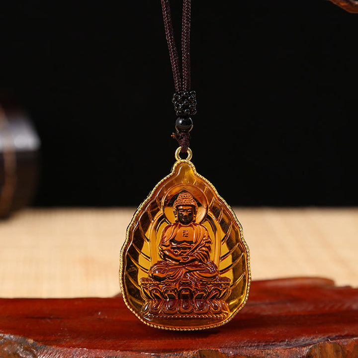 Tibetan Buddha Liuli Crystal Serenity Necklace Pendant