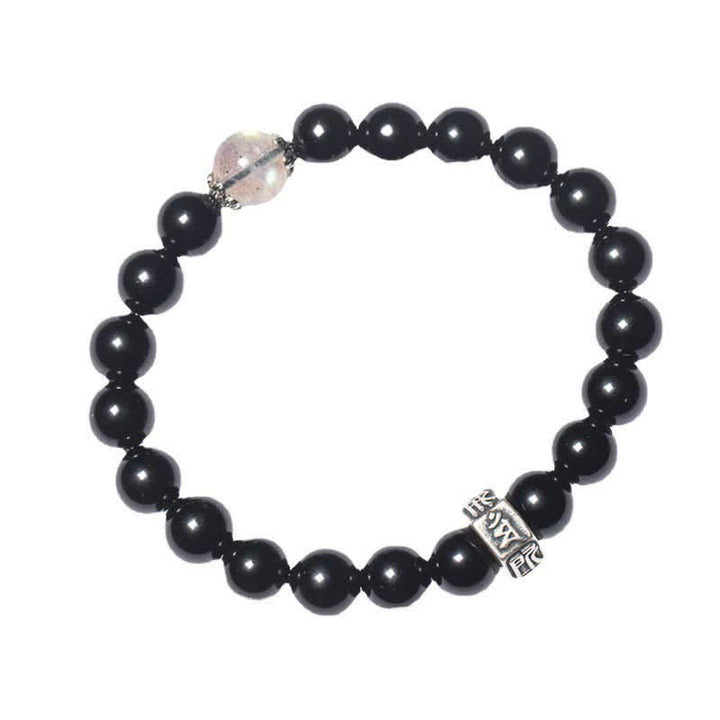 Chinese Zodiac Natal Buddha 925 Sterling Silver Black Obsidian Moonstone Strength Bracelet