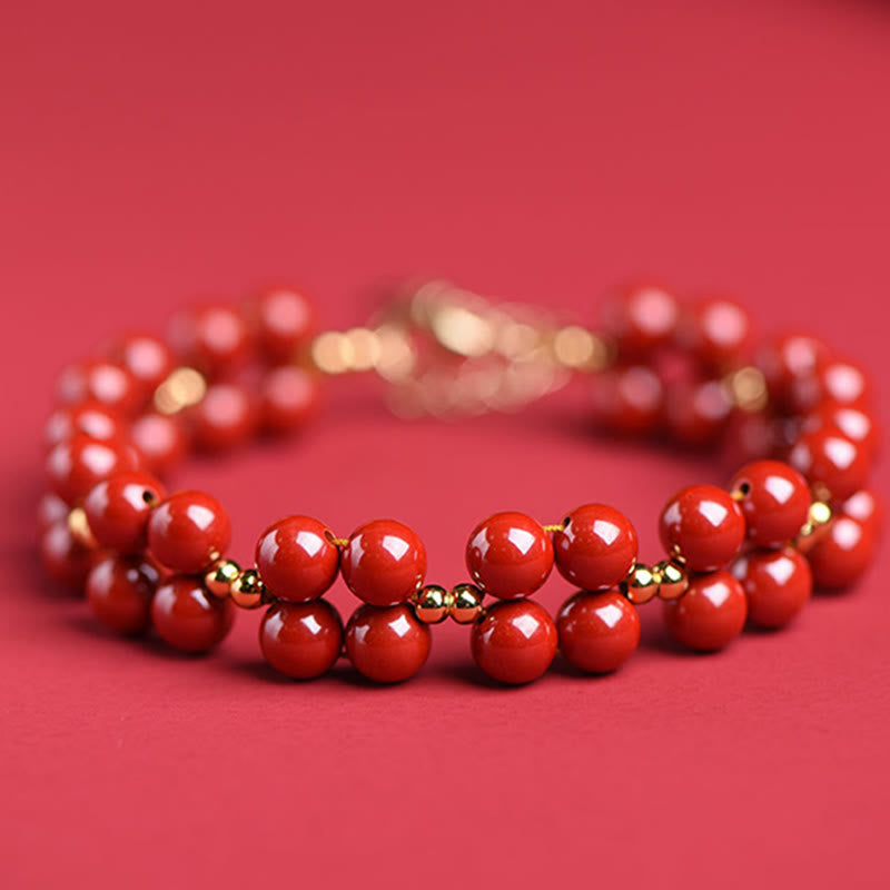 Buddha Stones Natural Cinnabar Beaded Blessing Bracelet