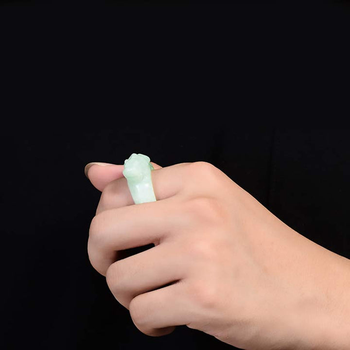 Fengshui Wealth Jade PiXiu Luck Ring