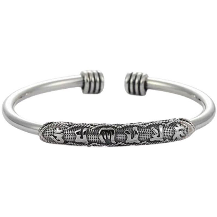 Buddha Stones Om Mani Padme Hum Engraved Peace Cuff Bracelet Bangle