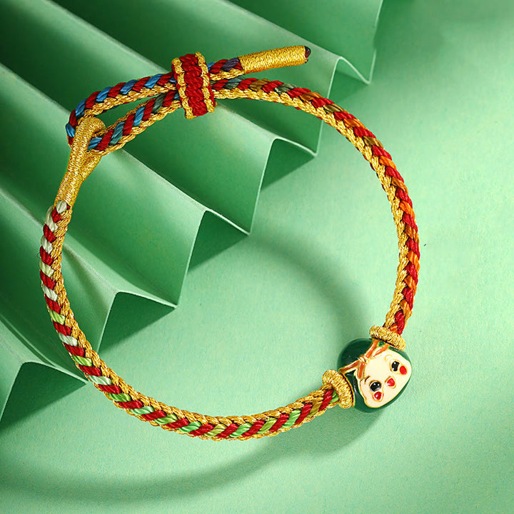 Buddha Stones Cute Zongzi Pattern Luck Colorful Handcrafted Eight Thread Peace Knot Bracelet