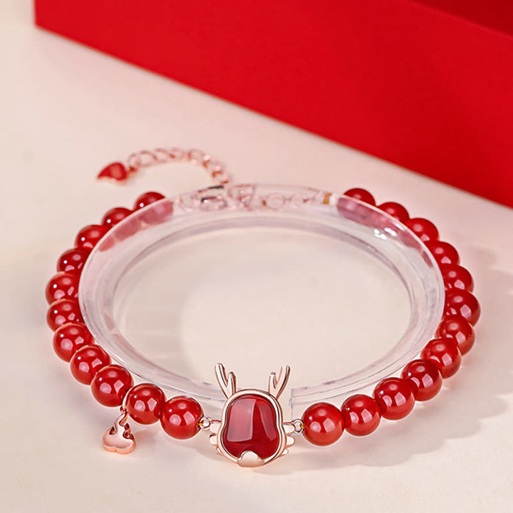 ❗❗❗A Flash Sale- Buddha Stones 925 Sterling Silver Year Of The Dragon Natural Red Agate Attract Fortune Dragon Luck Chain Bracelet