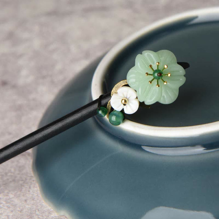 Buddha Stones Green Aventurine Flower Agate Positivity Hairpin Decoration