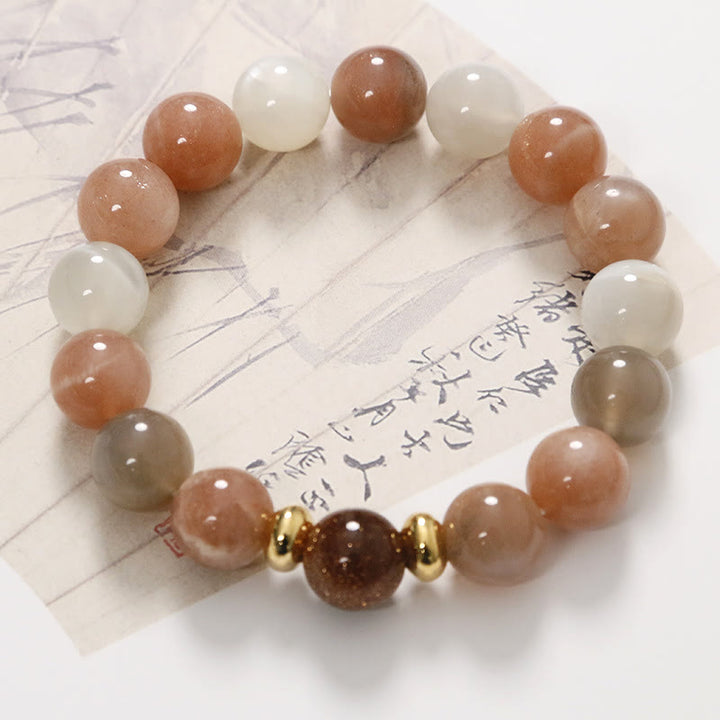 Natural Sun Stone Gold Sandstone Wealth Positive Bracelet