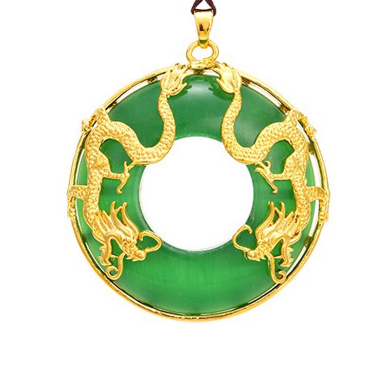 Buddha Stones Tibetan Jade Dragon Necklace Pendant