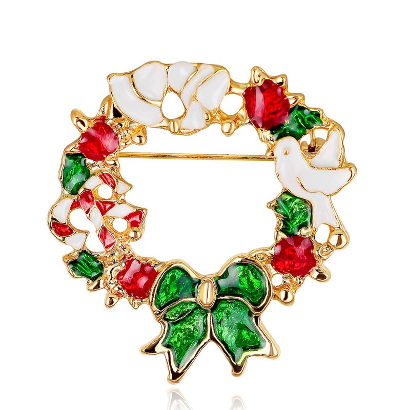 Christmas Multi-Colored Rhinestone Crystal Brooch Pin