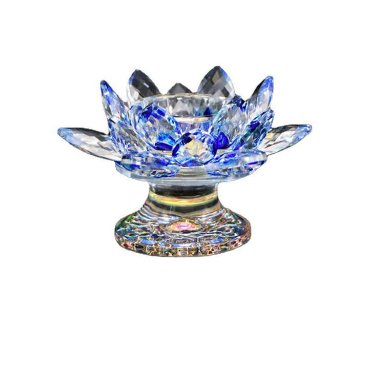 Lotus Flower Crystal Candle Holder Home Office Offering Decoration