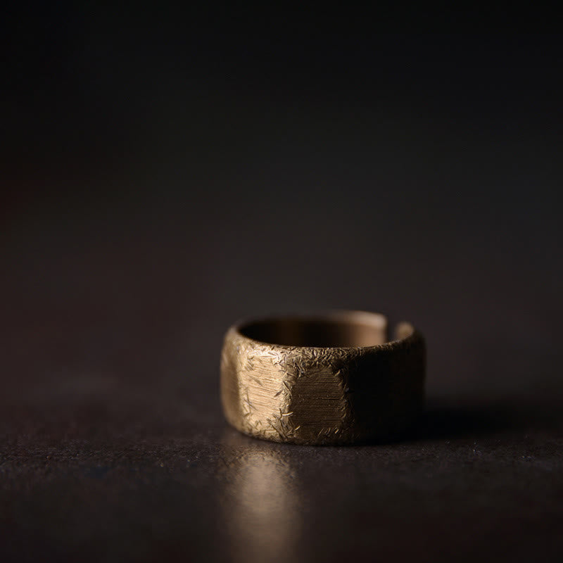 Tibetan Simple Design Copper Brass Frosted Wealth Ring