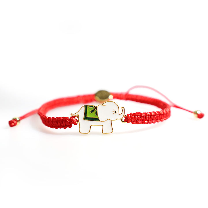 Buddha Stones Tibetan Handmade 925 Sterling Silver Lucky Elephant Red String Bracelet