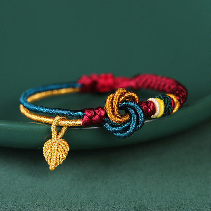 Buddha Stones Tibetan Handmade Mandala Knot Leaf Luck Rope Bracelet