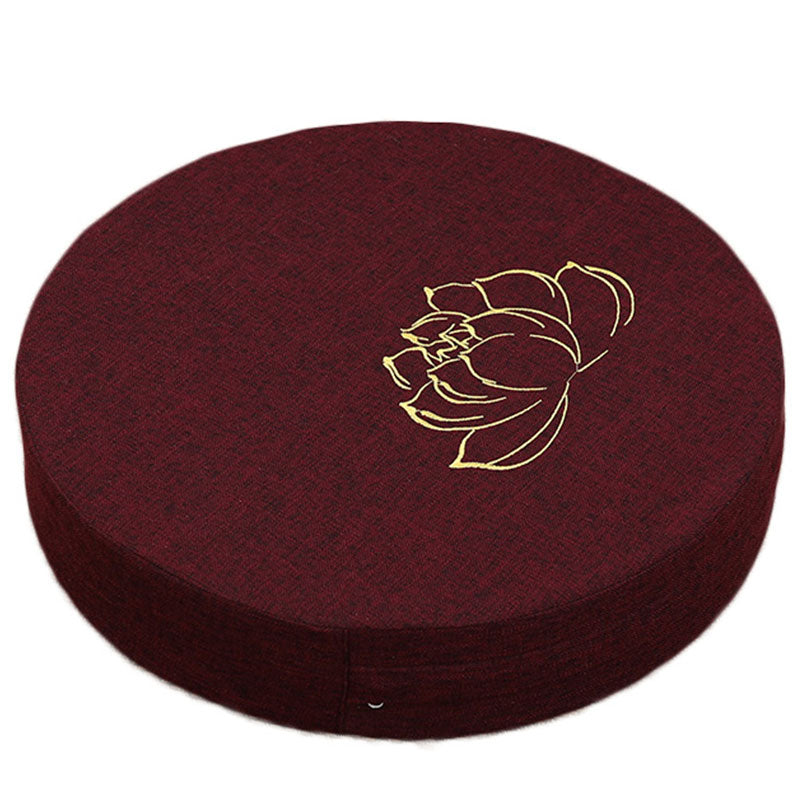 Lotus Embroidery Cotton Linen Meditation Seat Cushion