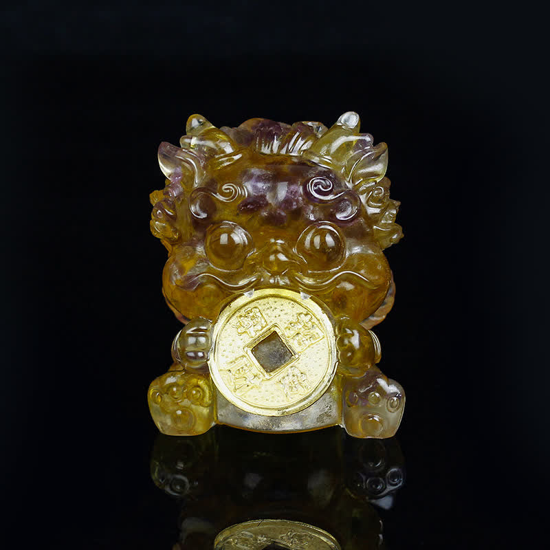 Buddha Stones Handmade Cute PiXiu Gold Coin Crystal Fengshui Energy Wealth Fortune Home Decoration