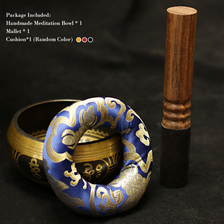 Tibetan Meditation Sound Bowl Handcrafted for Healing and Mindfulness Support Protection Singing Bowl Set