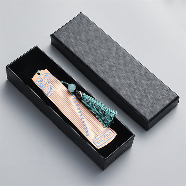 Buddha Stones Classical Musical Instruments Pipa Guzheng Guqin Ruan Metal Bookmarks Tassel With Gift Box