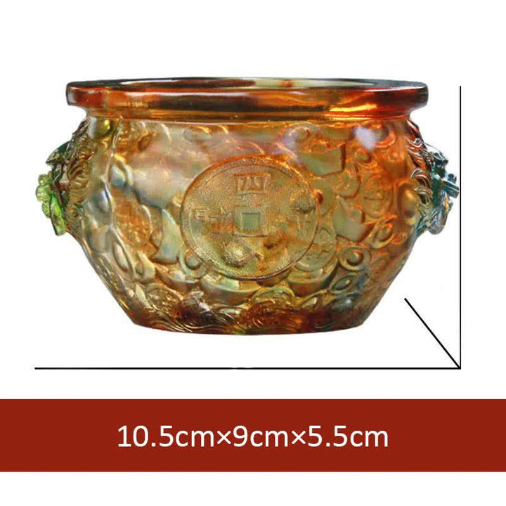 Handmade Liuli Crystal Treasure Bowl Art Piece Home Decoration