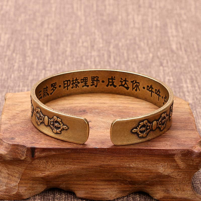 Buddha Stones Tibetan Sanskrit Copper Healing Bracelet Bangle