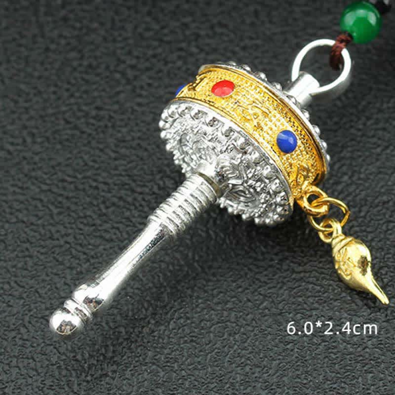 Tibet Om Mani Padme Hum Prayer Wheel Tassel Bag Car Hanging Decoration