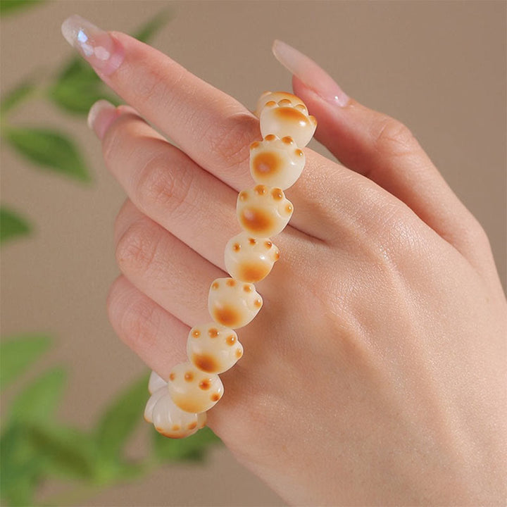 Buddha Stones Cute Cat Paw Claw Bodhi Seed Peace Bracelet