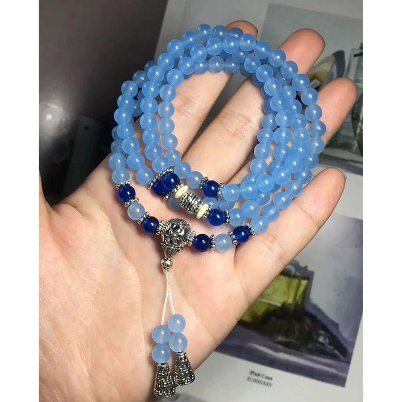 108 Beads Blue Crystal Healing Bracelet Mala