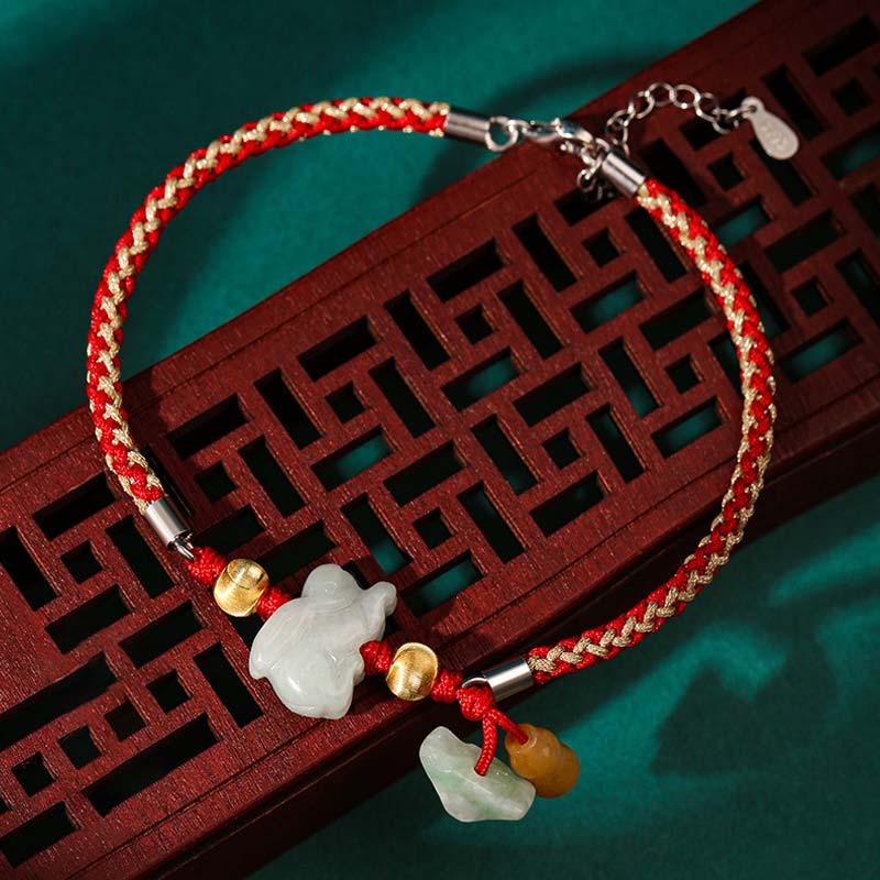 Buddha Stones Chinese Zodiac Jade Prosperity Red String Bracelet Anklet