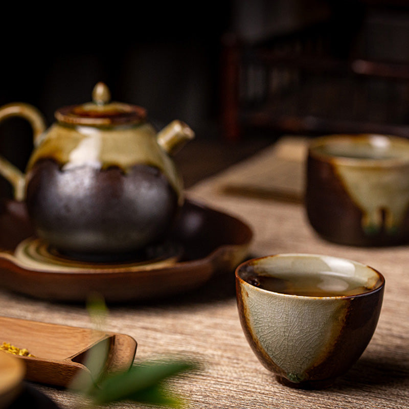 Buddha Stones Retro Brown Kiln Change Ceramic Teacup Kung Fu Tea Cup