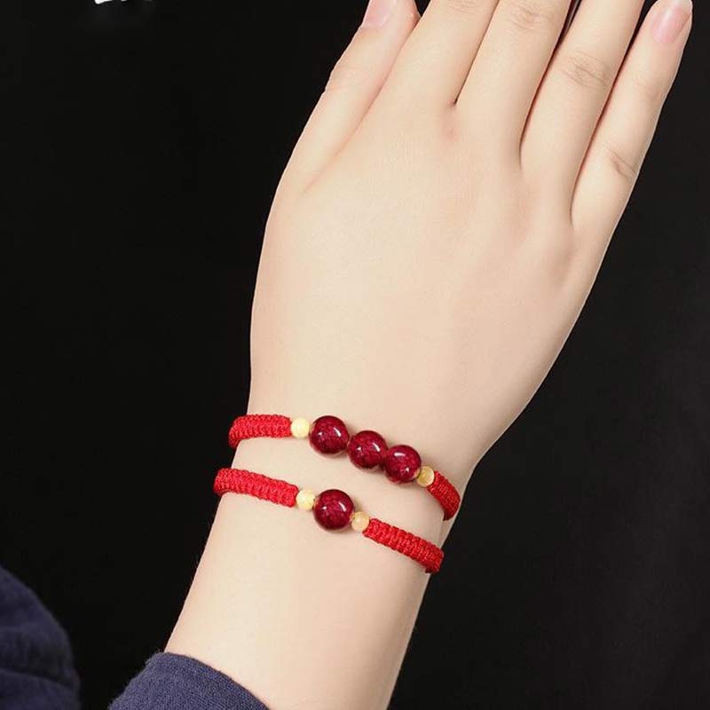 Buddha Stones Cinnabar Blessing Red String Bracelet For Kids