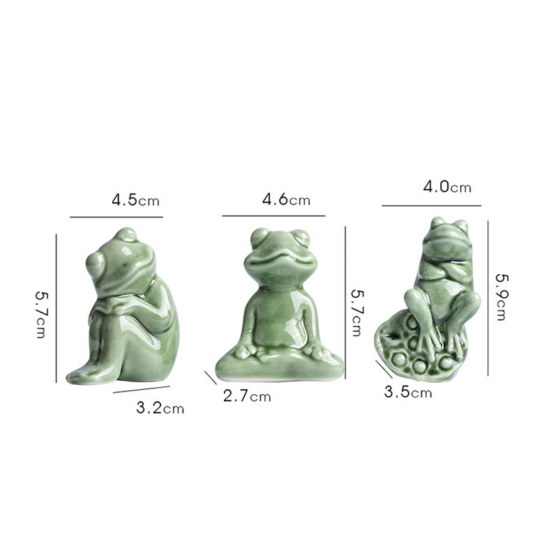 Buddha Stones Mini Small Meditation Lotus Resting Frog Ceramic Wealth Luck Home Tea Pet Figurine Decoration