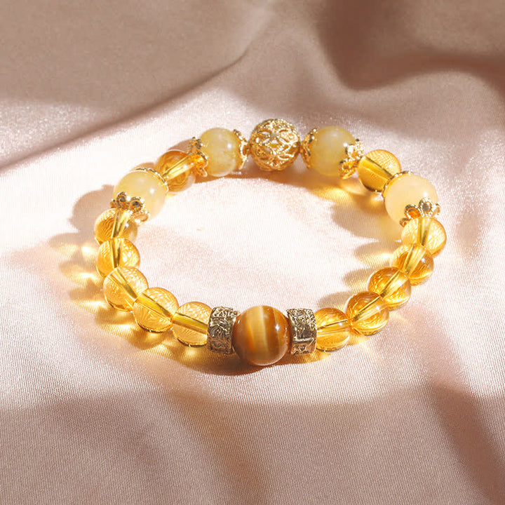 Buddha Stones Citrine Generosity Prosperity Beaded Bracelet