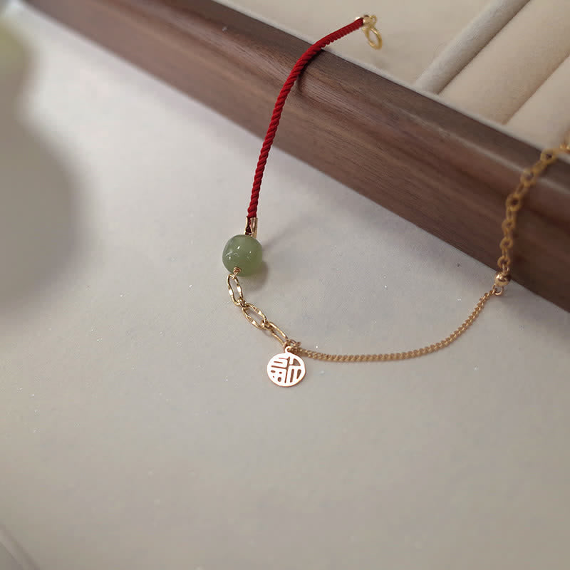 Buddha Stones Beaded Jade Luck String Chain Bracelet