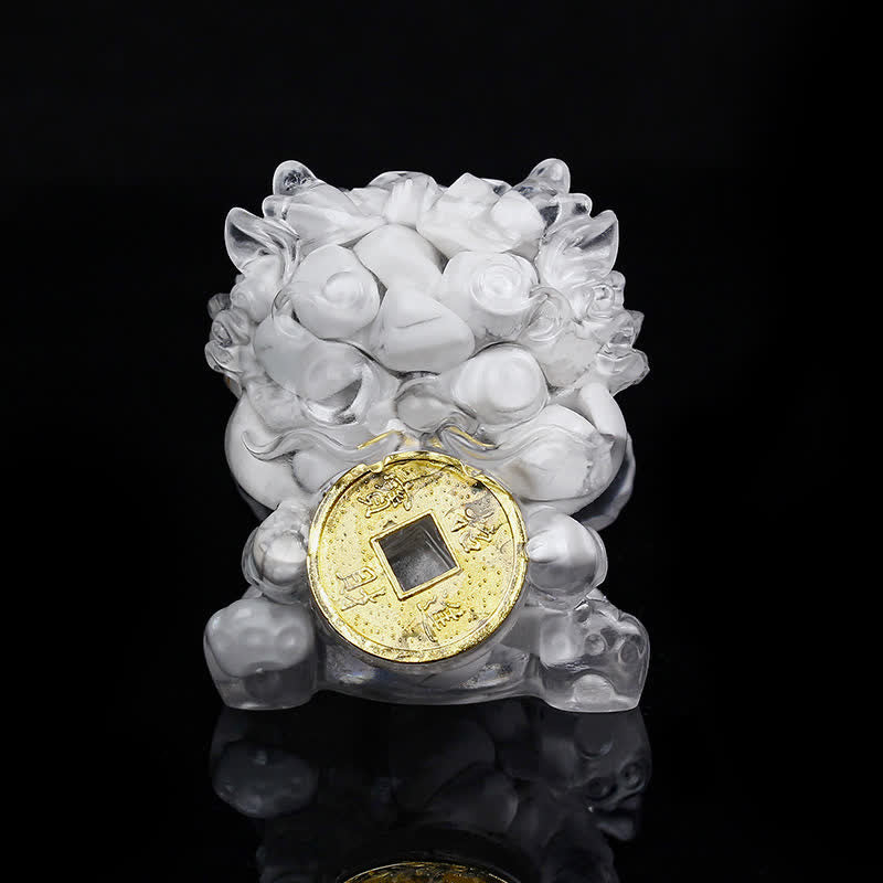 Buddha Stones Handmade Cute PiXiu Gold Coin Crystal Fengshui Energy Wealth Fortune Home Decoration