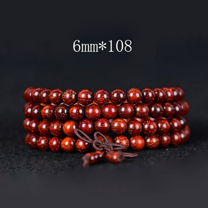 Buddha Stones Tibetan Small Leaf Red Sandalwood Balance Bracelet