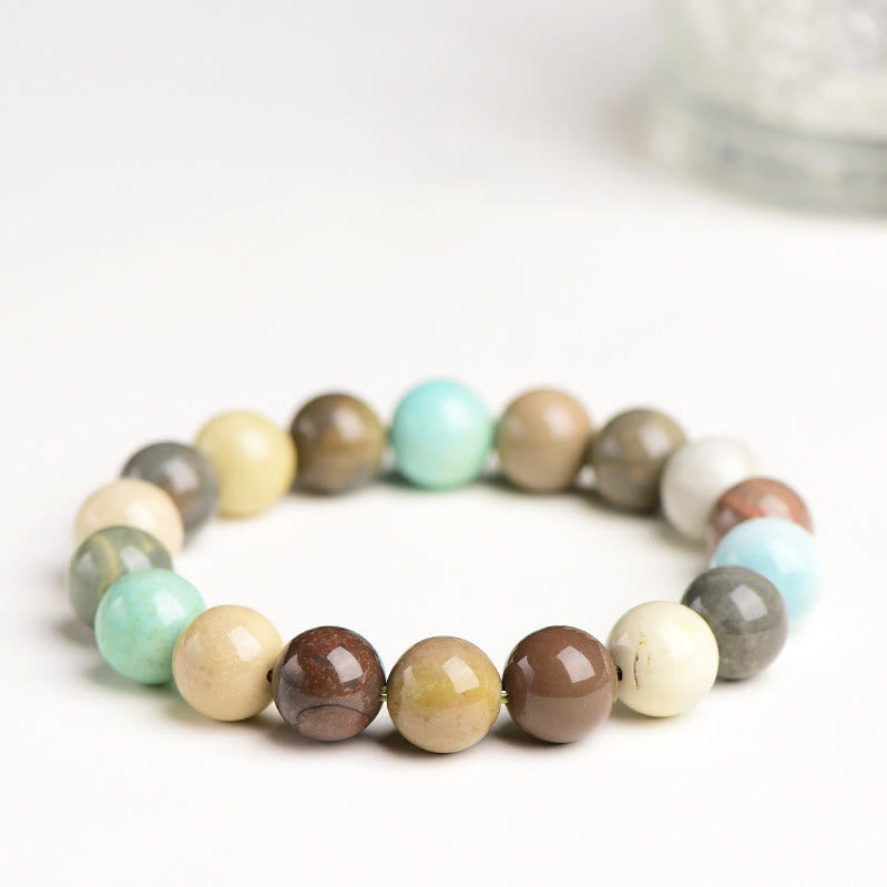 Buddha Stones Natural Colorful Alashan Agate Confidence Bracelet