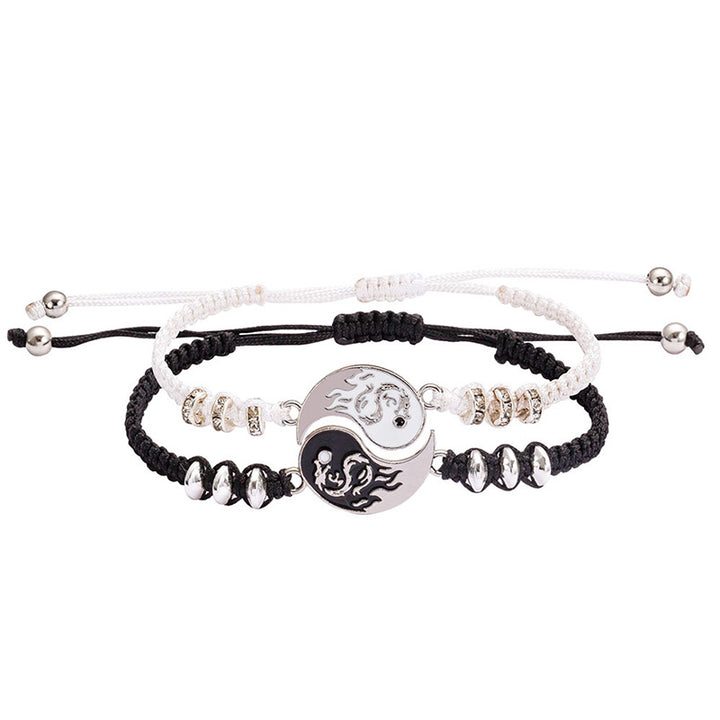 Buddha Stones 2pcs Yin Yang Dragon Couple Bracelet