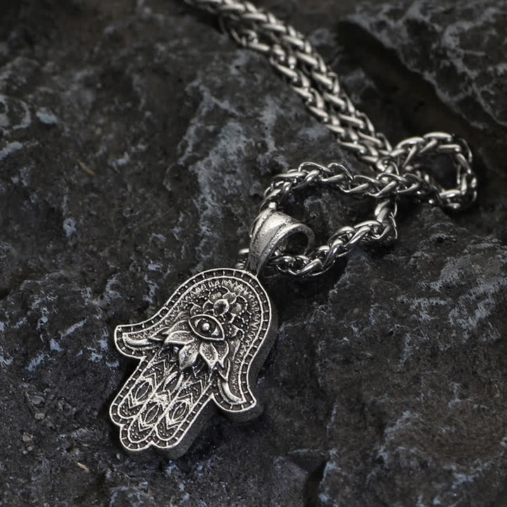 Buddha Stones Hamsa Symbol Luck Protection Necklace Pendant